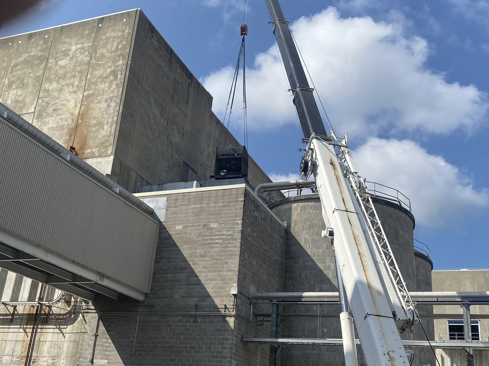 Industrial facility crane lift
