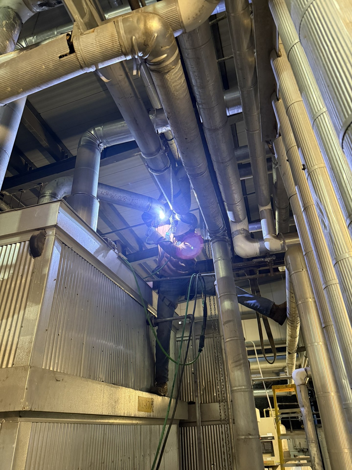 Process piping at height — stainless and carbon