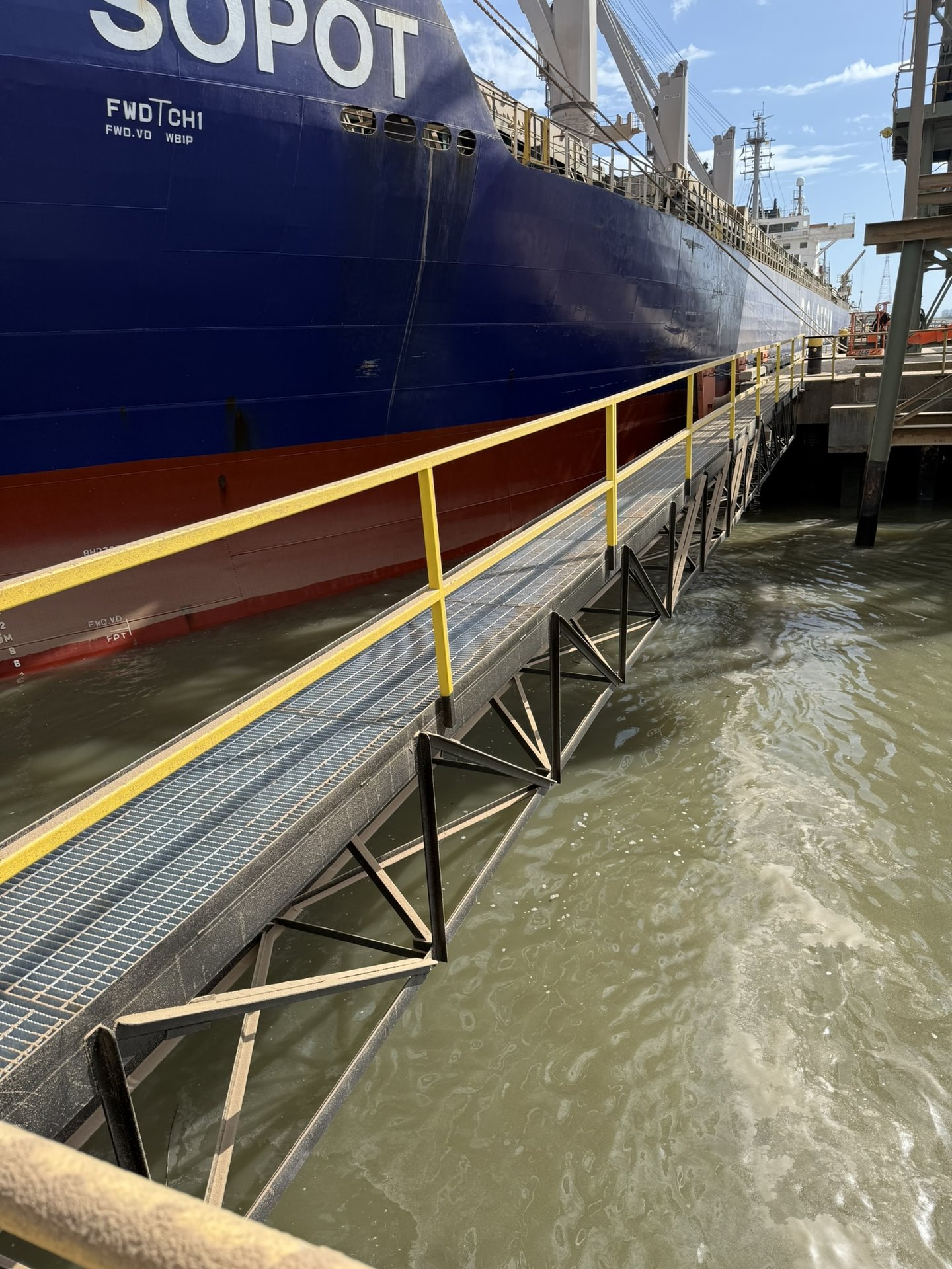 Catwalk and railings at port terminal